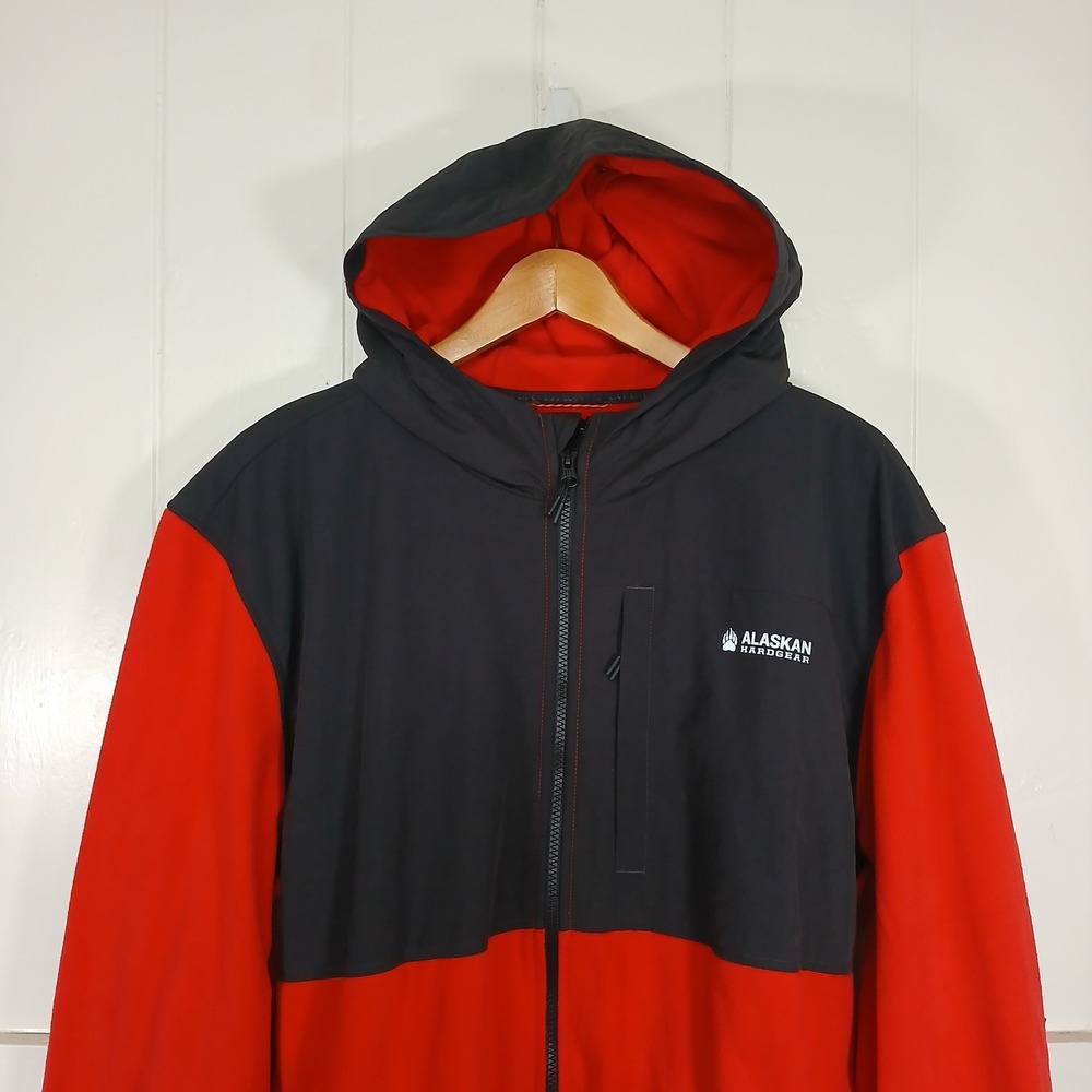 Alaskan Hardgear Colorblock Full Zip Fleece Jacket Hoodie Mens XL Red Black